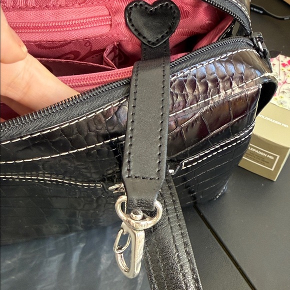 Authentic Brighton Ana Rosa Black Crocodile-Embossed Shoulder Bag - Picture 15 of 16